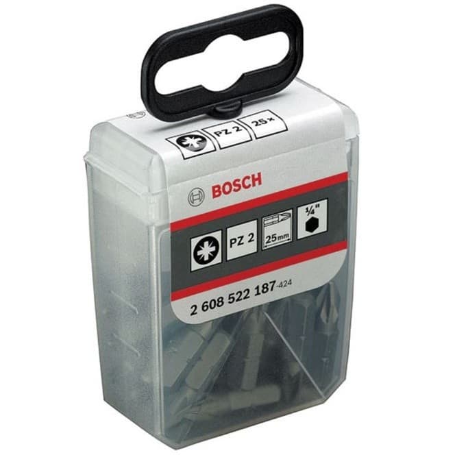 Bosch Extra Hard PZ2 Screwdriver Bits (Pack Of 25)
