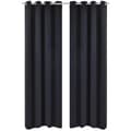 Miniatyrbilde 1 av 4: vidaXL Energisparende gardiner med metallringer 2 stk svart 135 x 245 cm