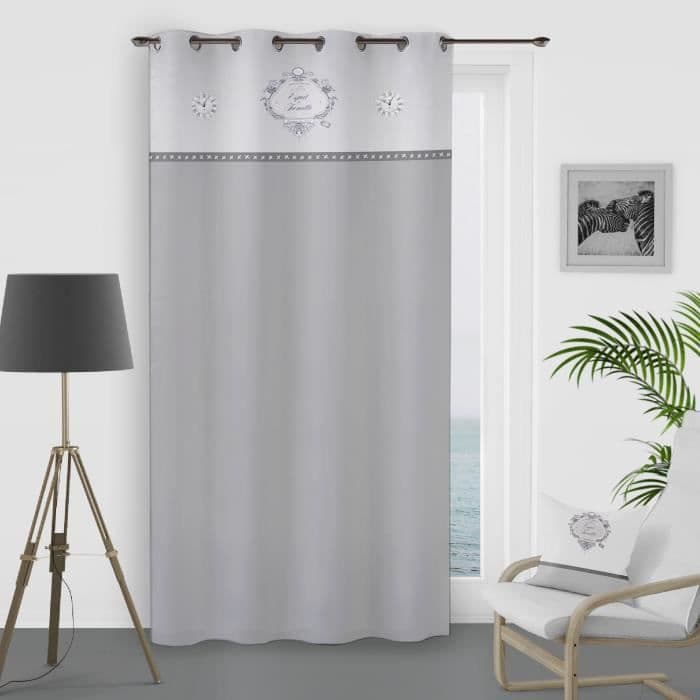 SOLEIL D'OCRE -silmukkaverho Family Spirit 100% puuvillaa 135x250 cm - valkoinen