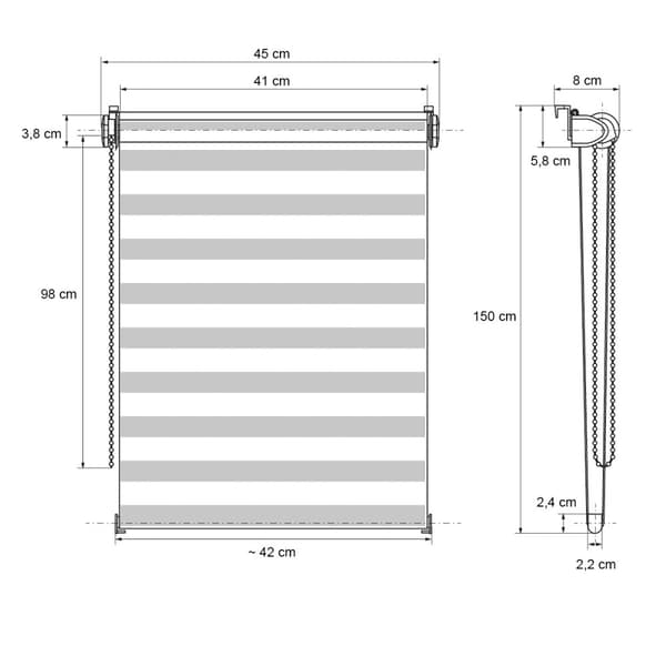 ECD Germany dubbelblind 45 x 150 cm - naturlig - Klemmfix - Duo blinda - utan att borra - med terminala beslutsfattare
