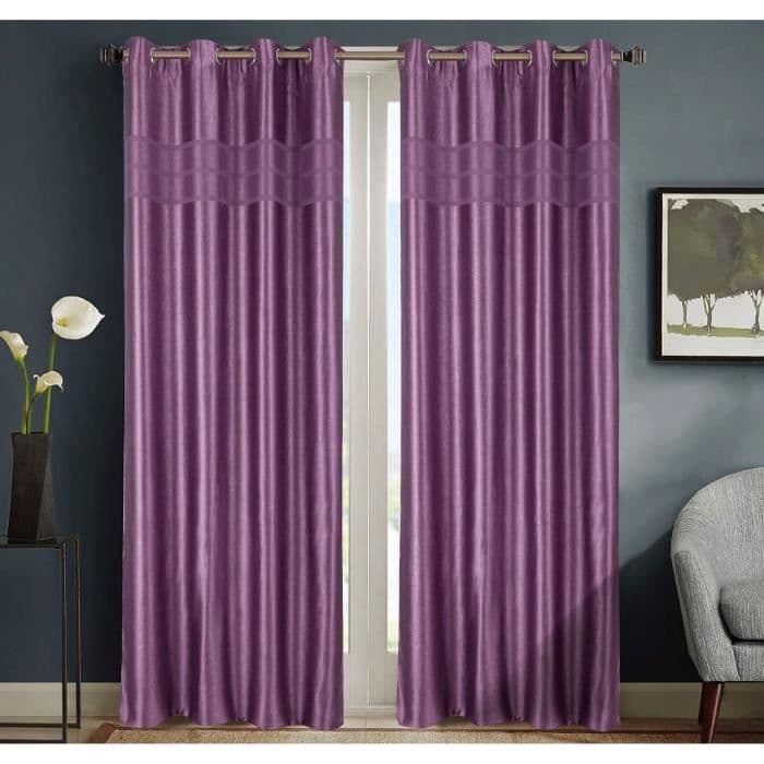 HOMETREND Bayadere-marmoroidut pimennysverhot - 140 x 260 cm - violetti