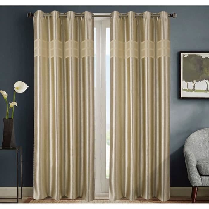 HOMETREND Bayadere-marmoroidut pimennysverhot - 140 x 260 cm - Beige