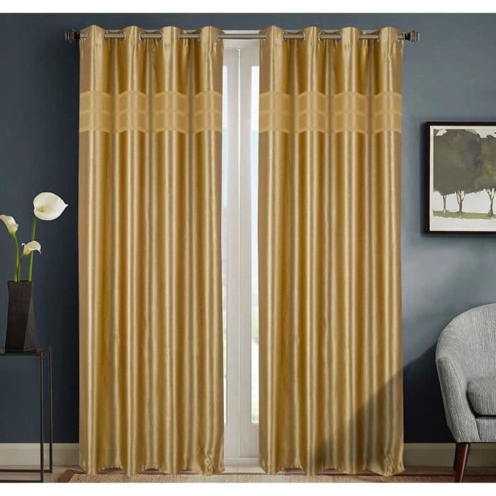 HOMETREND Bayadere-marmoroidut tummennetut verhot - 140 x 260 cm - Sinappi
