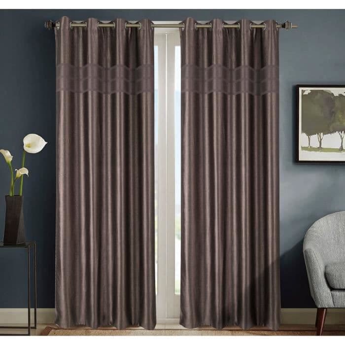 HOMETREND Bayadere-marmoroidut pimennysverhot - 140 x 260 cm - Taupe