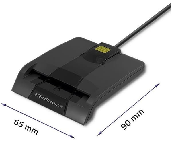 Qoltec 50634 Intelligent Smart ID chip card reader SCR-0634 | USB Type C