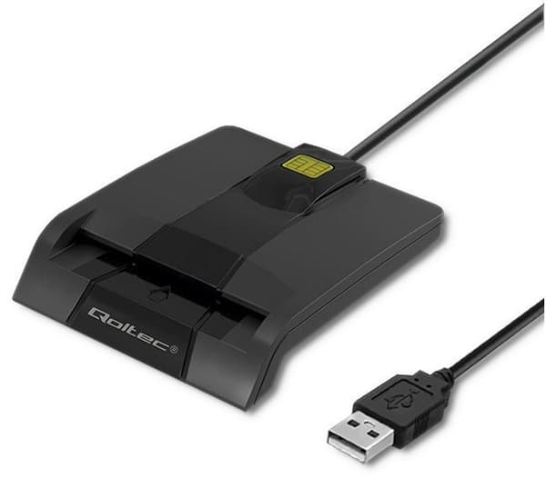 Qoltec 50634 Intelligent Smart ID chip card reader SCR-0634 | USB Type C
