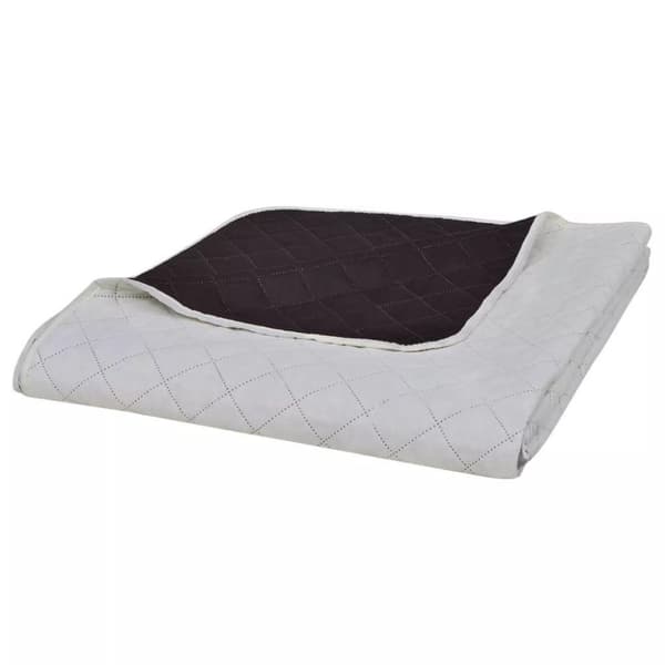 vidaXL Tosidig vattert sengeteppe beige/brun 230 x 260 cm