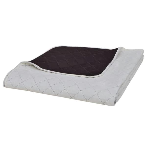 vidaXL Tosidig vattert sengeteppe beige/brun 220 x 240 cm