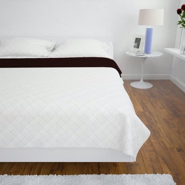 vidaXL Tosidig vattert sengeteppe beige/brun 220 x 240 cm