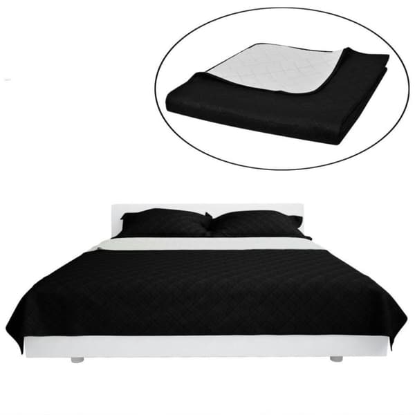 vidaXL Tosidig vattert sengeteppe svart/hvit 170 x 210 cm