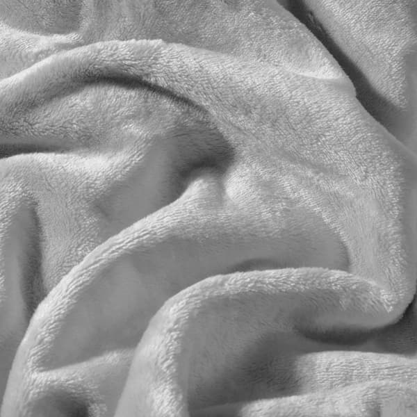 Fleecepläd i polyester - 220 x 240 cm, grå