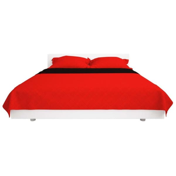 vidaXL Kaksipuolinen tikattu päiväpeite Punainen ja musta 230x260 cm