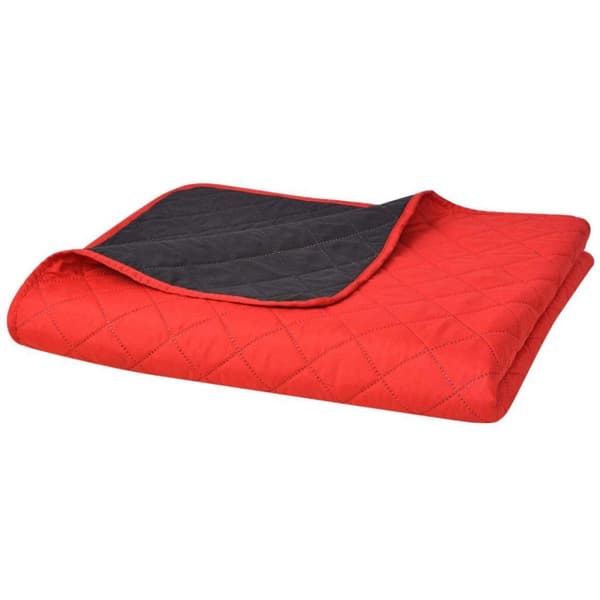 vidaXL Kaksipuolinen tikattu päiväpeite Punainen ja musta 230x260 cm