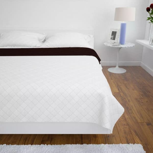 vidaXL Dobbeltsided quiltet sengetæppe beige/brun 230 x 260 cm