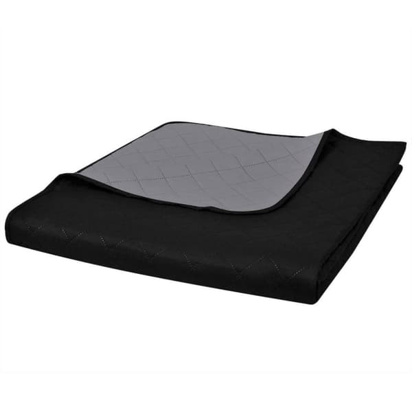vidaXL dobbeltsidet quiltet sengetæppe 170 x 210 cm sort og grå