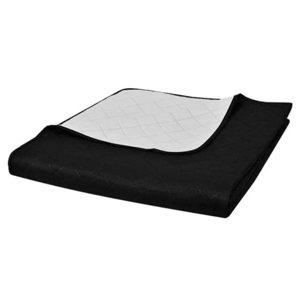 vidaXL Dobbeltsided quiltet sengetæppe sort/hvid 170 x 210 cm