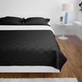 Pikkukuva 2 / 4: vidaXL 130888 Double-sided Quilted Bedspread Black/White 230 x 260 cm