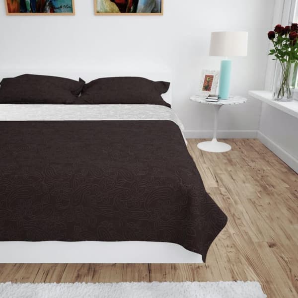 vidaXL Dobbeltsidig vattert sengeteppe 170x210 cm kremhvit og brun