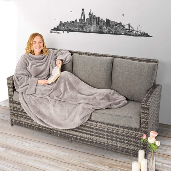 2 tæpper med ærmer - 200 x 170 cm,grå