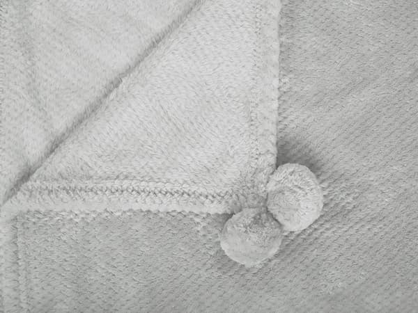 Plaid Grå Polyester 150 x 200 Blød Varm Fleecetæppe med Pom Poms Hyggetæppe til Sofa Hyggelig Filmaften Slumretæppe Design