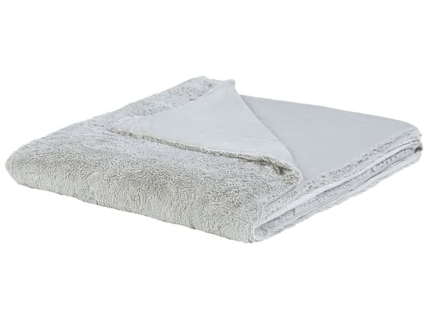 Sengetæppe Grå Polyester 180 x 200 cm Dekorativ Fluffy Blød Plaid Fleece til Soveværelse Dobbeltseng Tilbehør Indretning Pigeværelse