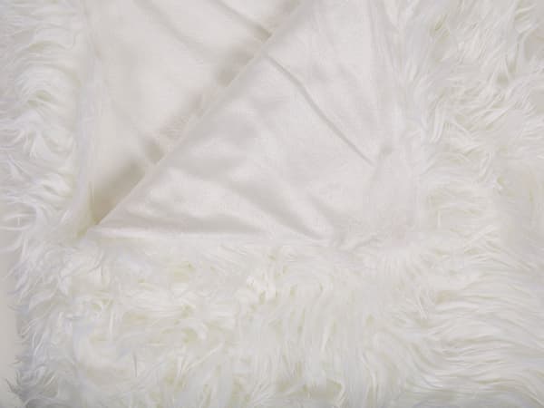 Sengetæppe Hvid Akryl Polyester 200 x 220 cm Dekorativ Fluffet Plaid i Imiteret Pels til Stue Sofa eller Soveværelse Indretning Tilbehør