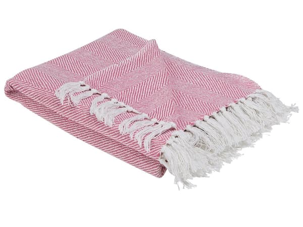 Filt Rosa Bomull 130 x 160 cm Sängöverkast Boho Hampton-stil