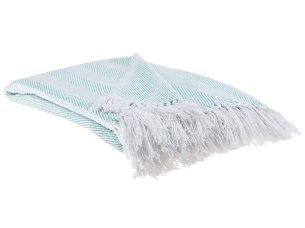 Filt Ljusgrön Bomull 130 x 160 cm Sängöverkast Boho Hampton-stil