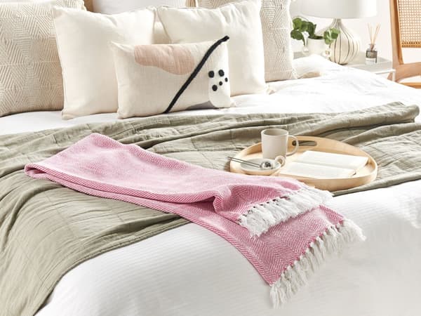 Tæppe Pink Bomuld 130 x 160 cm Sengekast Boho