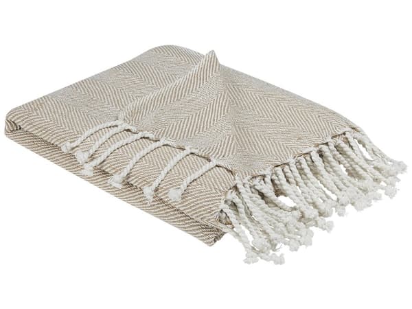 Tæppe Beige Bomuld 130 x 160 cm Sengekast Boho