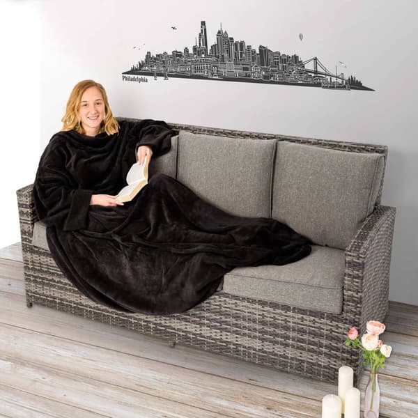2st filtar med ärmar - 200 x 170 cm, svart