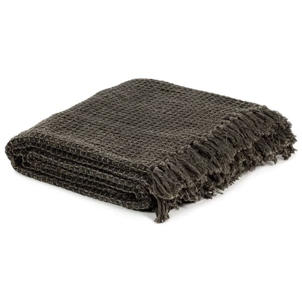 vidaXL Pledd bomull 220x250 cm antrasitt/brun