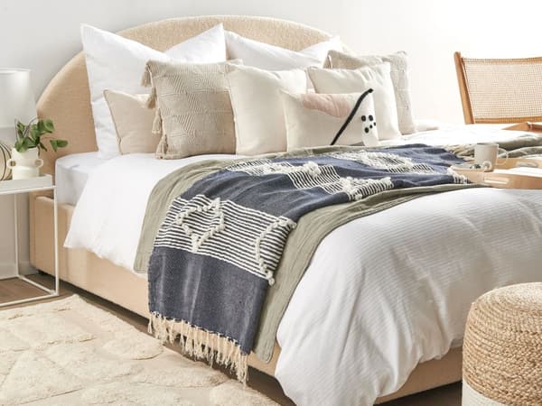 Filt Blå 130 x 155 cm Sängöverkast Boho-stil