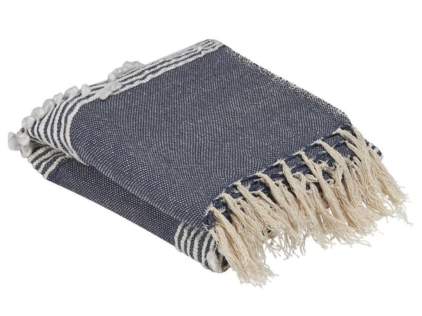 Filt Blå 130 x 155 cm Sängöverkast Boho-stil