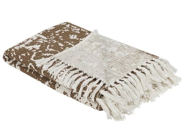 Tæppe Beige Brun Bomuld 130 x 165 cm Sengekast Boho