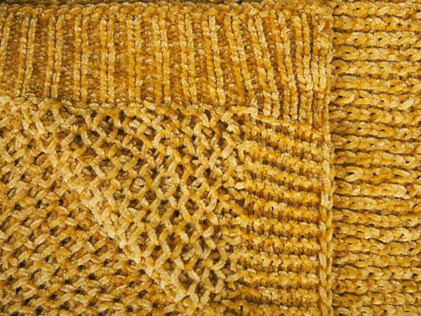 Filt Gul Chenille Plysch 150 x 200 cm Stickad Sovrum Vardagsrum Mjuk