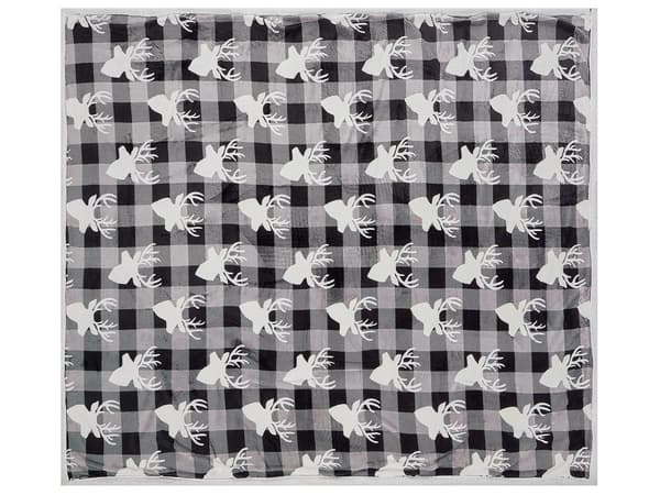 Huopa harmaa/valkoinen 200 x 150 cm polyesteri porokuvio pehmeä