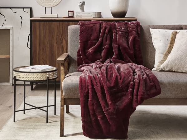 Filt Burgundy Polyester Tyg 150 x 200 cm Retro Design Vardagsrum Sovrum Släng rektangulär
