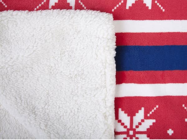Plaid Tæppe Rød Blå Polyester Stof 150 x 200 cm Blød Fluffy Hyggetæppe Vinter Jule Dekor Klassisk Slumretæppe Julemønster Design Tilbehør