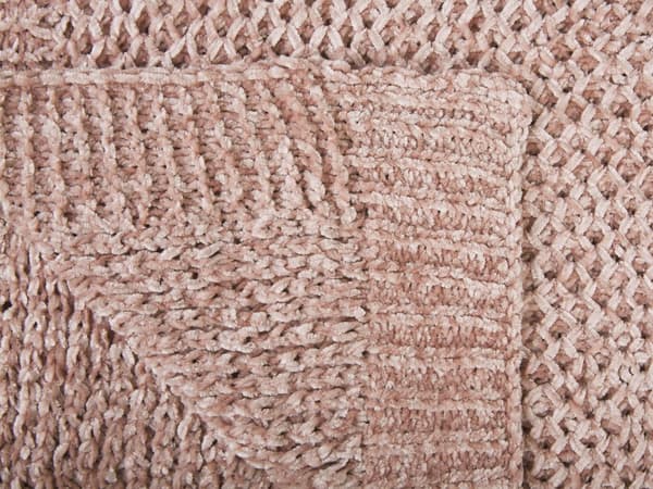 Tæppe Plaid Lyserød Chenille Vævet Polyester Stof 150 x 200 cm Solid Materiale Dekoration Blød i Berøring
