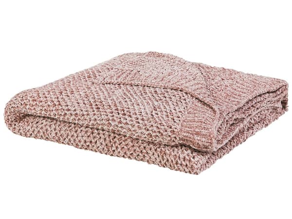 Tæppe Plaid Lyserød Chenille Vævet Polyester Stof 150 x 200 cm Solid Materiale Dekoration Blød i Berøring