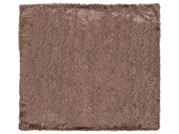 Sengetæppe Brun Akryl Polyester 200 x 220 cm Dekorativ Fluffet Plaid i Imiteret Pels til Stue Sofa eller Soveværelse Indretning Tilbehør