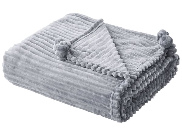 Plaid Tæppe Lysegrå Polyester 150 x 200 cm Dekorativ Hyggetæppe til Sofa Sengen Tilbehør Fleece Ribbet Tekstureret Sengetæppe Soveværelse