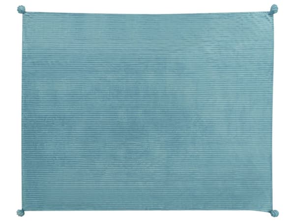 Filt Grön Polyester 150 x 200 cm Ribbad struktur med Pom-Poms Sängkläder