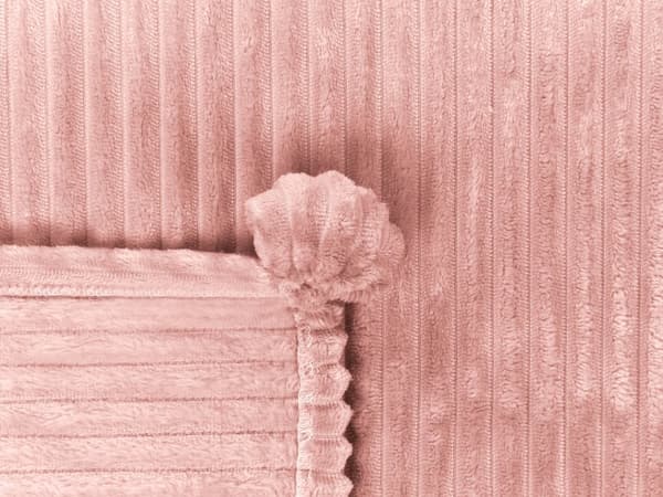 Filt Rosa Polyester 150 x 200 cm Ribbad struktur med Pom-Poms Sängkläder