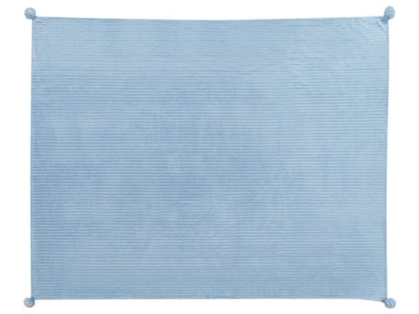 Huopa vaaleanharmaa polyesteriä 150 x 200 cm tupsuilla kaksipuolinen raidallinen