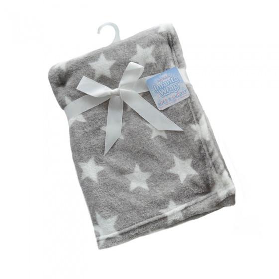 baby filt stjärnor fleece 75 x 100 cm grå