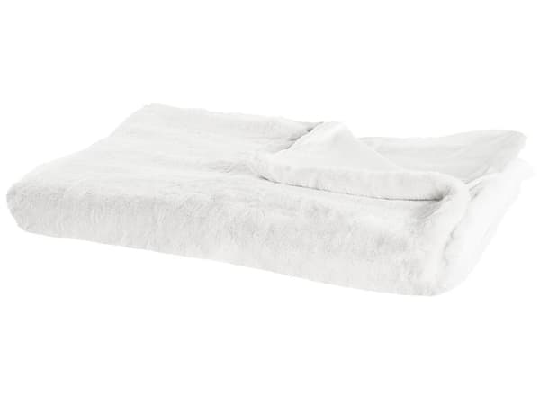 Filt Vit Polyester 200 x 220 cm Överkast Gyllene Marmormönster Vardagsrum Sovrum