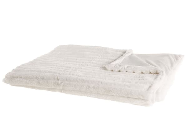 Filt Vit Polyester 108 x 220 cm Dekorativt plagg Vardagsrum Skandinavisk dekor