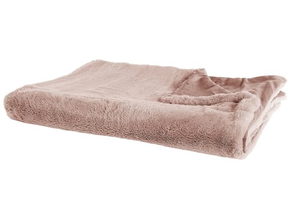 Filt Rosa Polyester 200 x 220 cm Överkast Gyllene Marmormönster Vardagsrum Sovrum